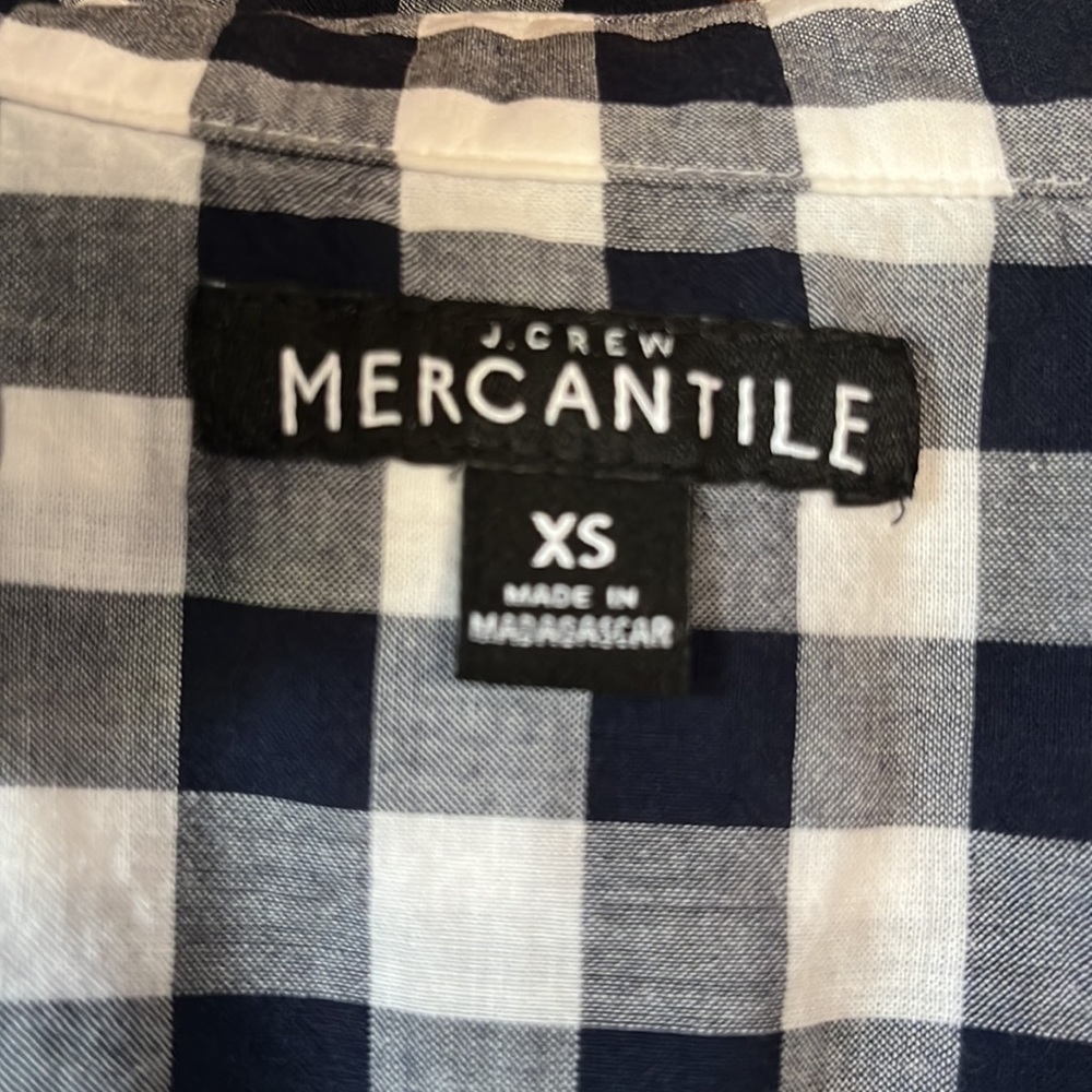 I. Crew Factory Navy Gingham Button-Down - image 4